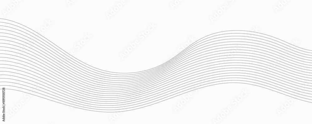 Fototapeta premium Grey waves abstract business background. Technology wavy lines