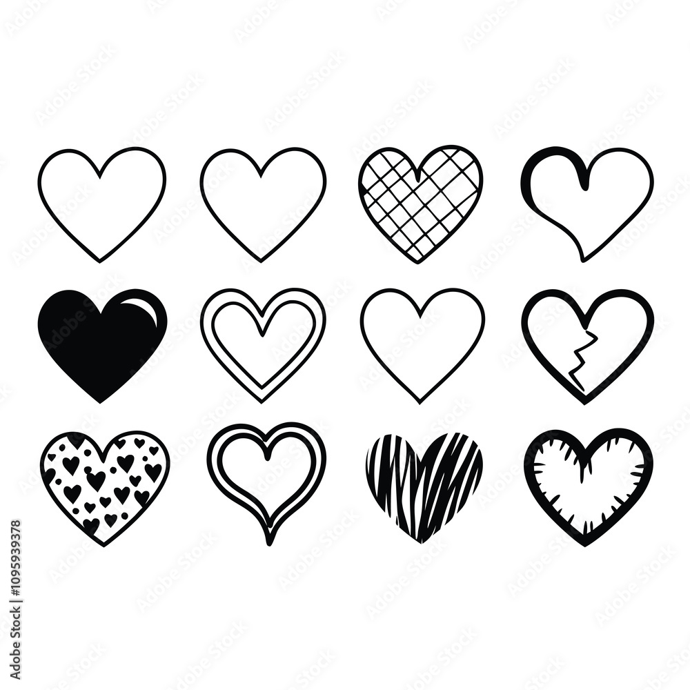 Heart icon set with different shapes Heart icon set with different shapes