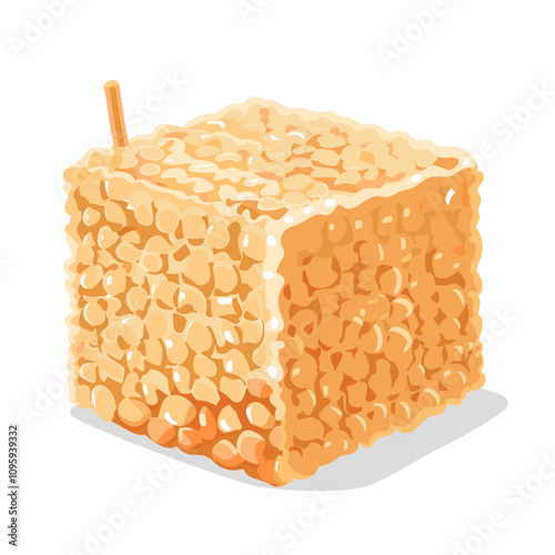 Honeycomb block in vibrant vector design showcasing texture and natural sweetness