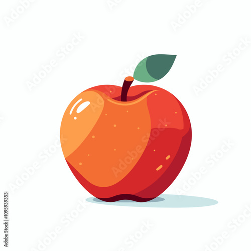 Red apple vector design showcasing bright colors and glossy finish on a simple background