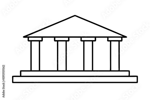 Bank Building | isolated silhouette vector illustration on white background