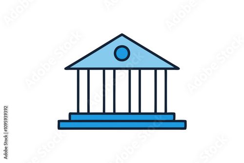 Bank Building | isolated silhouette vector illustration on white background