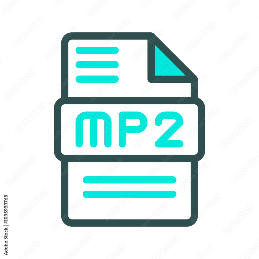 Mp2 modern icon for audio file format with colored outline elements Mp2 modern icon for audio file format with colored outline elements