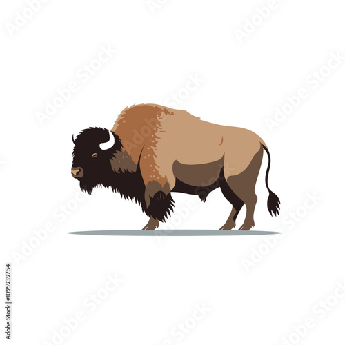 Buffalo vector design featuring a detailed depiction of wildlife in a natural setting during daylight