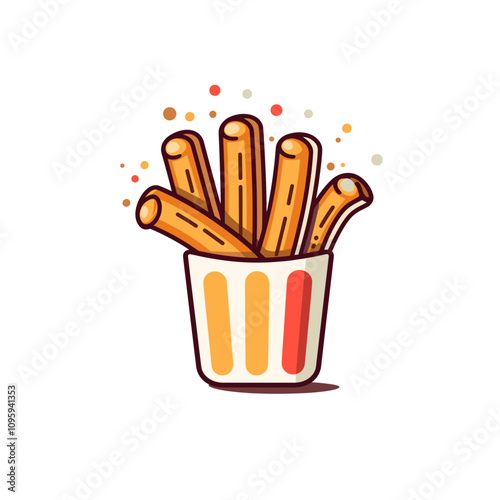Crispy churros served in a cup with a sprinkle of delicious toppings