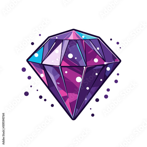 Colorful vector design of a sparkling diamond with a geometric shape and vibrant hues highlighting its facets