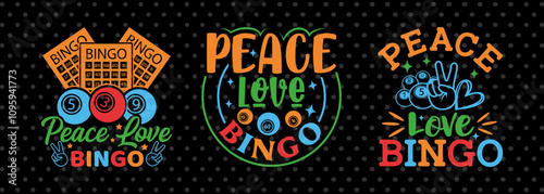 Peace Love Bingo SVG Bingo Game Bundle Crazy Bingo gifts Bingo Quotes Design 