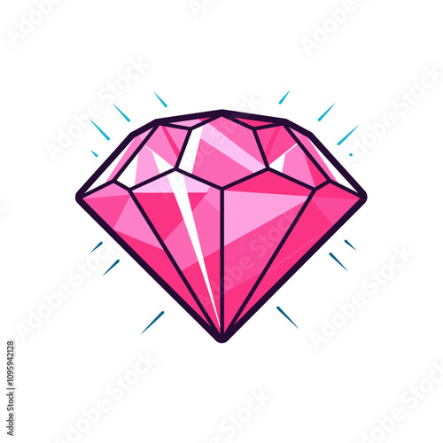 Colorful pink diamond vector design with bright accents and dynamic lines