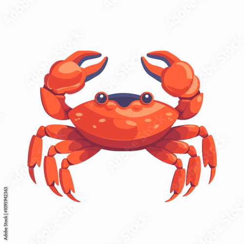 Vector design of a bright orange crab with detailed claws and body