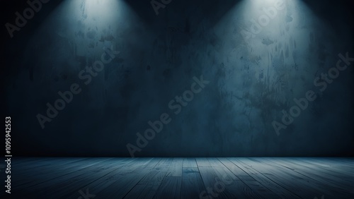 Wallpaper Mural abstract blue background for product presentation with sunlight and wooden floor  Torontodigital.ca
