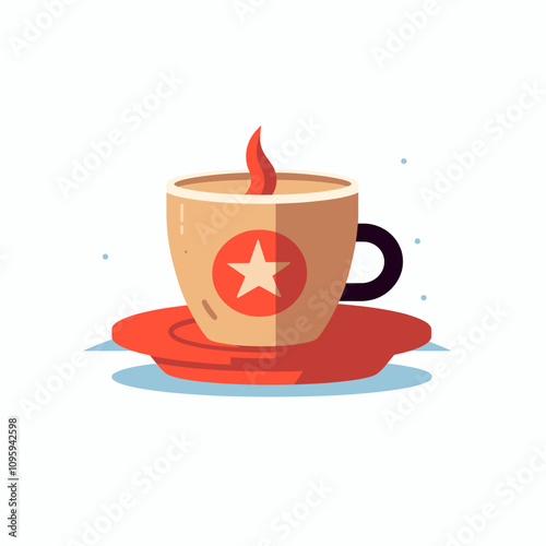 Enjoying a warm cup of coffee on a cozy morning with minimalist vector art design