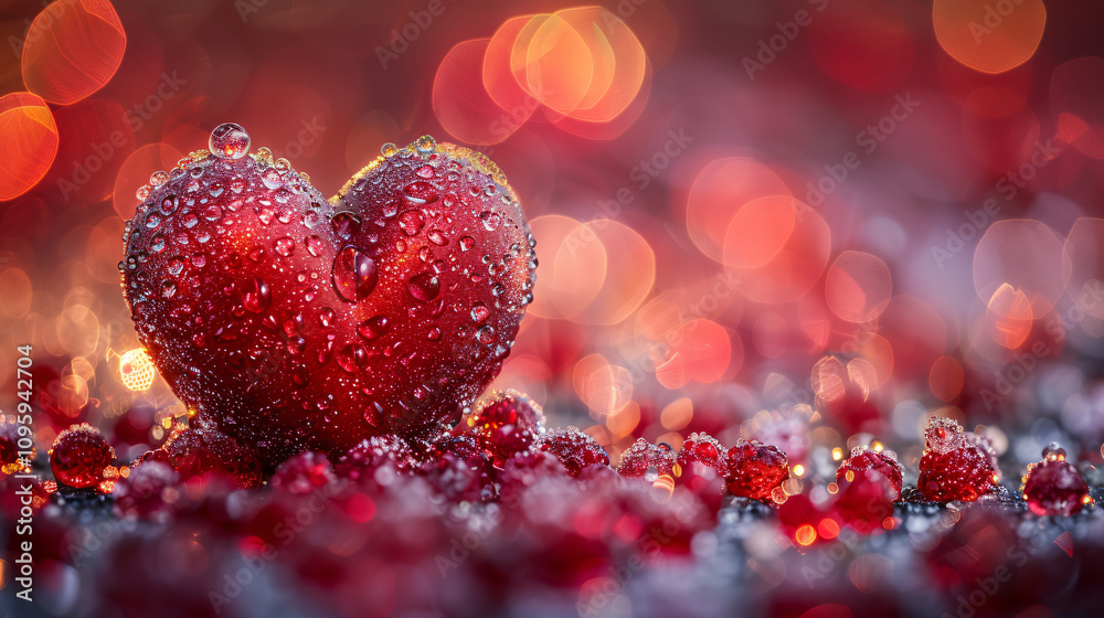 Wallpaper red heart with waterdrops love romance Wallpaper red heart with waterdrops love romance