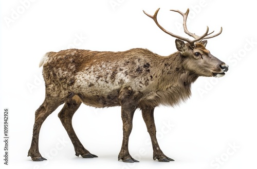 Reindeer (Rangifer tarandus). Isolated over white photo