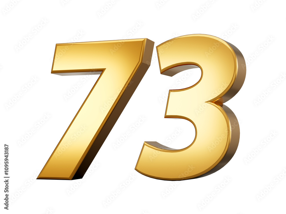 Gold number 73 Seventy Three isolated white background. shiny 3d number made of gold 3d illustration
Gold number 73 Seventy Three isolated white background. shiny 3d number made of gold 3d illustration