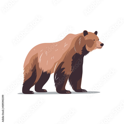 Stylized vector artwork of a bear standing confidently in a serene setting