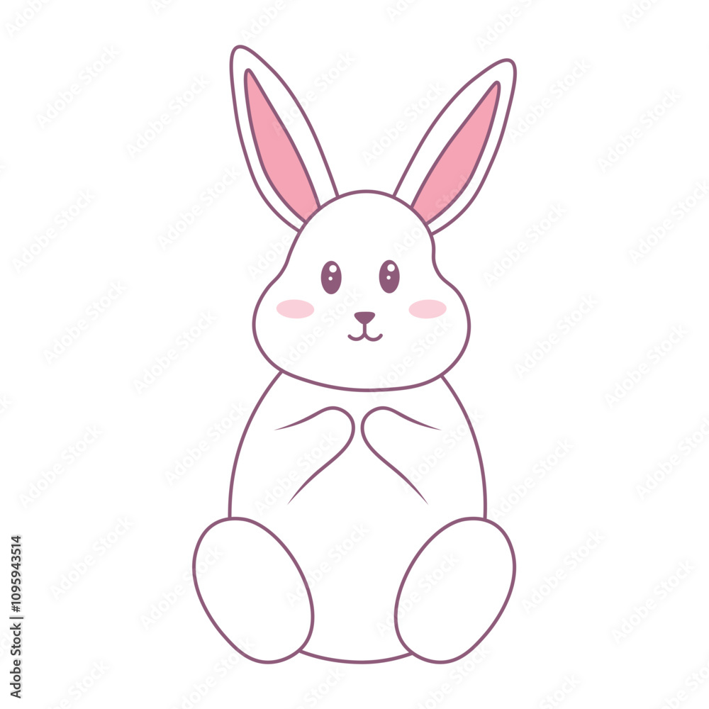 Cute Rabbit Illustration in Cartoon Design and Concept. Isolated Vector Clipart.