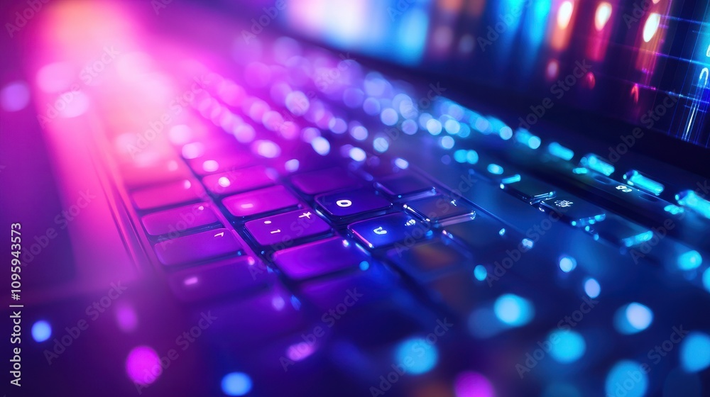 Computer screen with vibrant lights close up Computer screen with vibrant lights close up