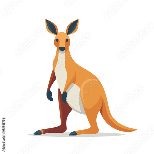 Vector art illustration of a kangaroo standing in a neutral pose with playful expression