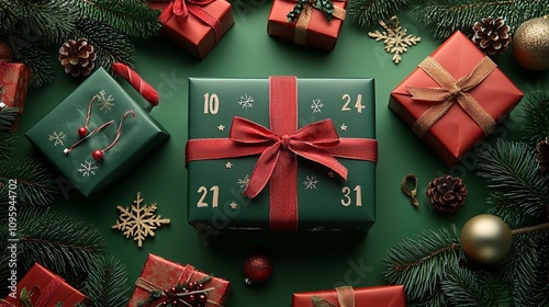 Christmas Advent Calendar With Gifts And Decorations photo