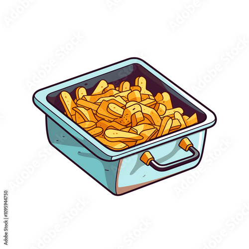 Crispy golden fries served in a metal container ready for indulgence at a casual dining spot