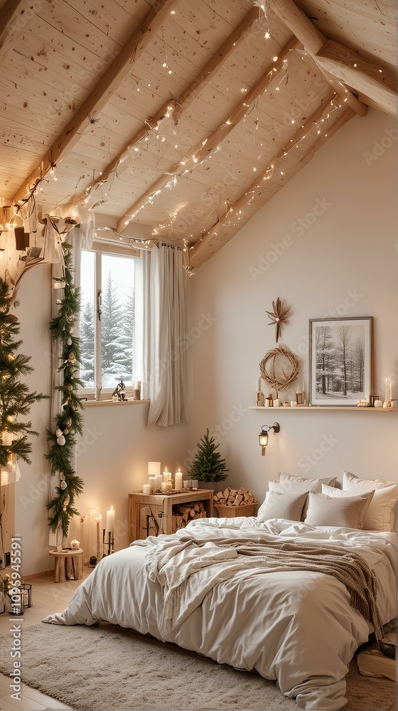 Obraz premium Room in bright colors in a New Year's style 
