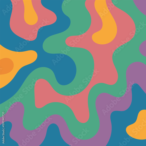 Wallpaper Mural Psychedelic swirl groovy pattern.Groovy liquid background in trendy 70s, 80s style.Vector illustration Torontodigital.ca