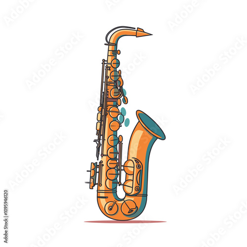 Colorful saxophone illustration showcasing musical artistry and creativity in a modern design