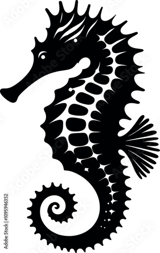 Seahorse Vector Black Silhouette Cricut Design for T-Shirt