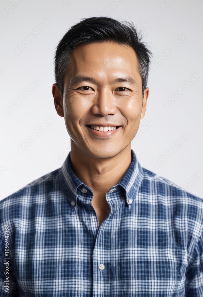 smiling man, wearing a checkered shirt, short black hair, neutral background, head and shoulders portrait, realistic lighting, studio photography
smiling man, wearing a checkered shirt, short black hair, neutral background, head and shoulders portrait, realistic lighting, studio photography