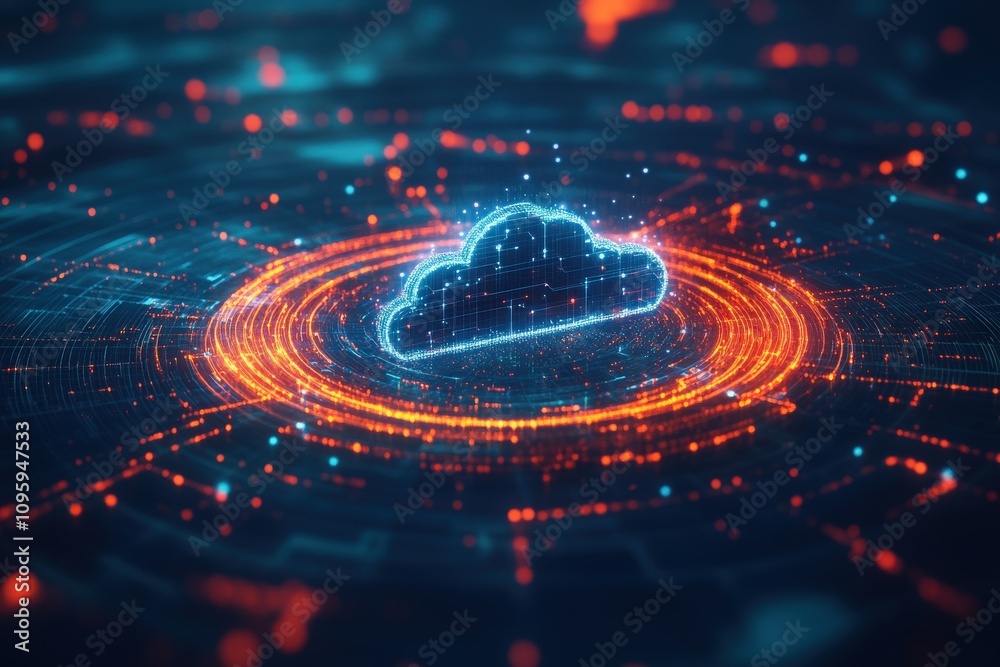 The concept of cloud-based data management and cloud computing is illustrated against a radiant visualization of advanced data analytics technology, emphasizing the integration of real-time processing The concept of cloud-based data management and cloud computing is illustrated against a radiant visualization of advanced data analytics technology, emphasizing the integration of real-time processing
