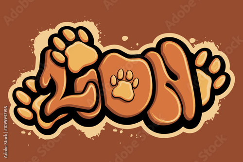 lion graffiti lettering typography art