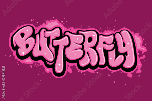 butterfly graffiti lettering typography art