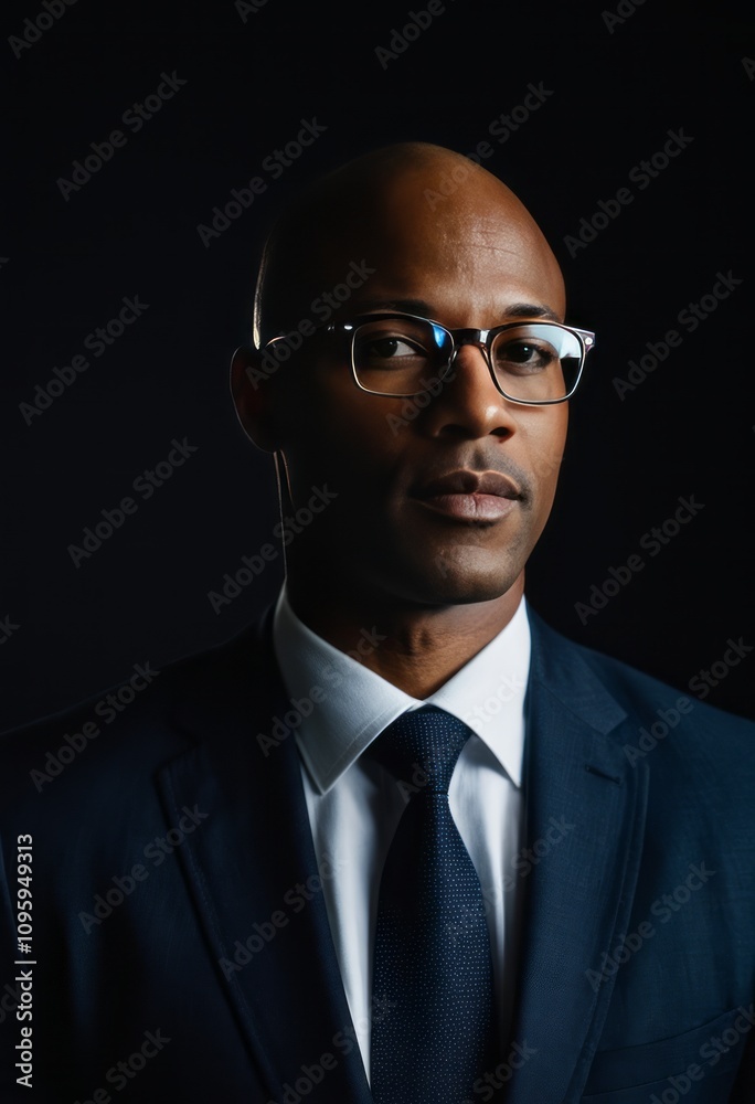 Portrait of a handsome bald man with glasses on a dark background black businessman portrait Ultra realistic Photorealistic hyperdetailed photography soft light head and shoulders portrait cover Portrait of a handsome bald man with glasses on a dark background black businessman portrait Ultra realistic Photorealistic hyperdetailed photography soft light head and shoulders portrait cover