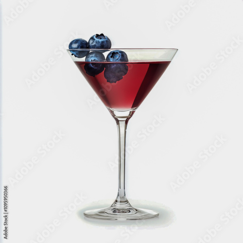 A simple, elegant mix of blueberry and vodka, perfect for entertaining isolated on a white background photo