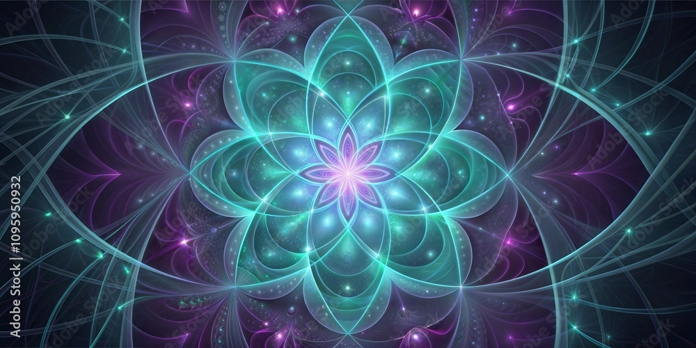 Obraz premium Vibrant fractal flower design representing theta healing energy 