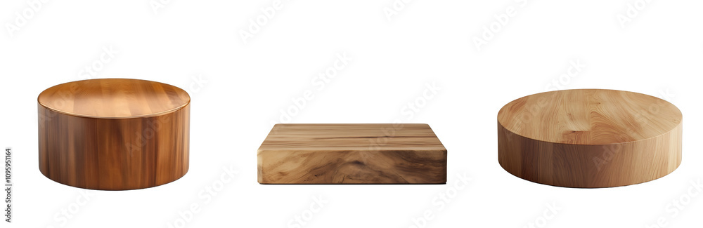A Set of Wooden Podiums Perfect for Product Display and Design Layouts Isolated on Transparent Background A Set of Wooden Podiums Perfect for Product Display and Design Layouts Isolated on Transparent Background