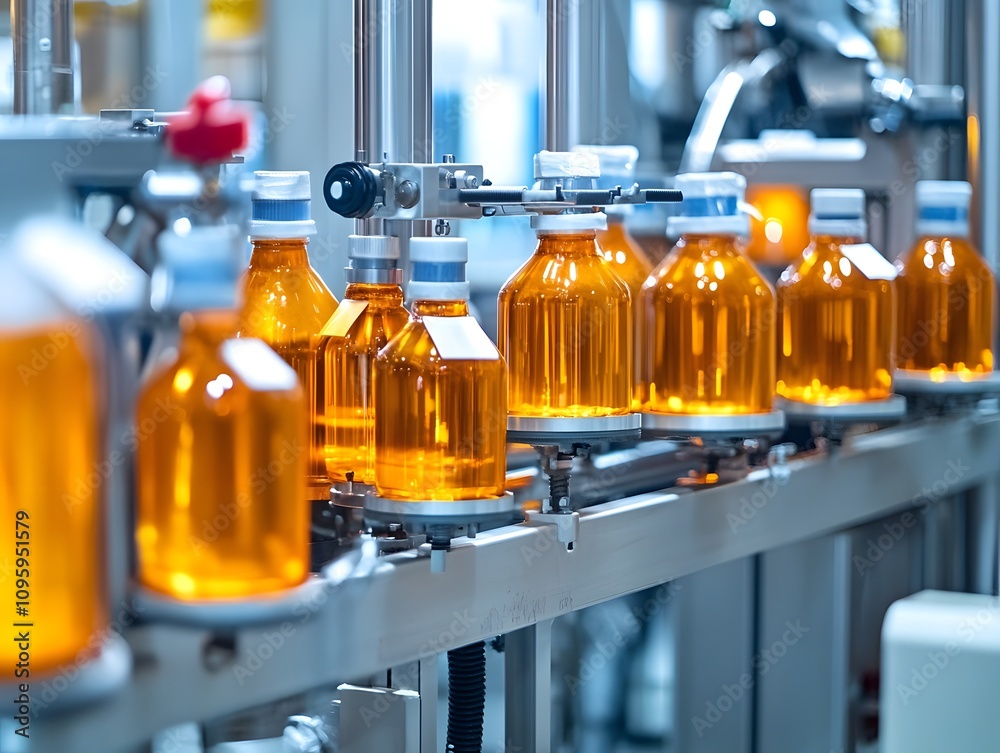 The automated labeling machine applies protective labels, emphasizing accuracy and quality assurance in a pristine production environment