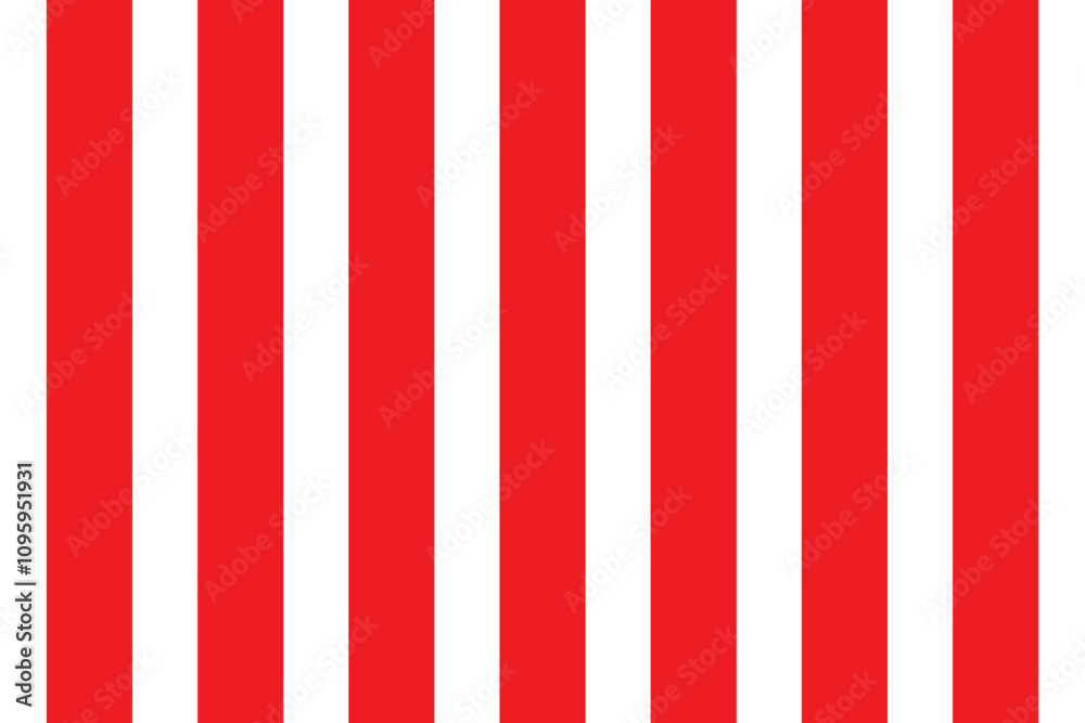 Vertical red and white stripes background. Seamless and repeating pattern. Editable template. Vector illustration.