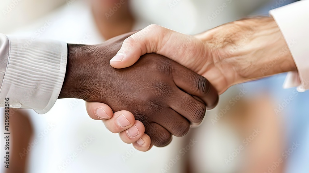 Diverse team members shaking hands in a collaborative business meeting. Diverse team members shaking hands in a collaborative business meeting.