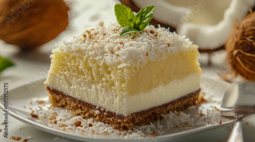 Delicious and exotic, coconut is a must-have tropical fruit for desserts photo