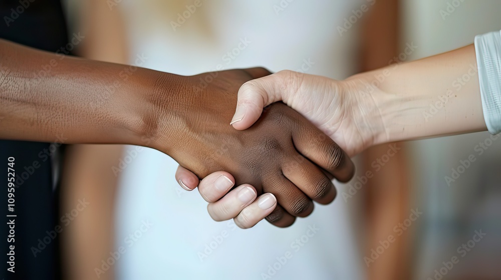Diverse team members shaking hands in a collaborative business meeting. Diverse team members shaking hands in a collaborative business meeting.