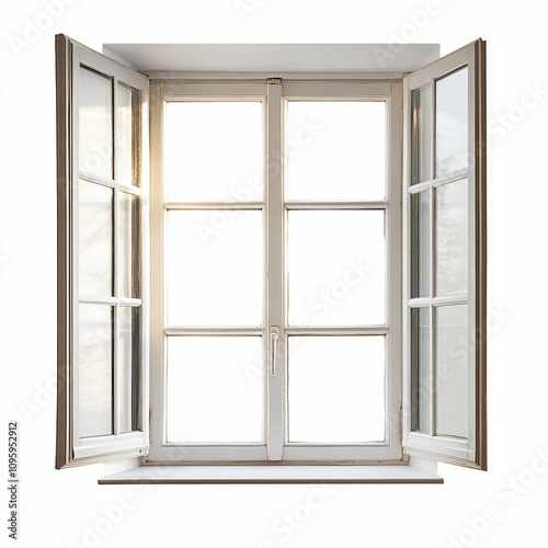 White window panes, open, sunlight. photo