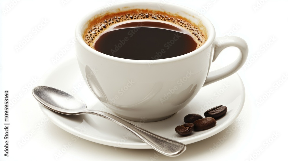 Enjoying a cup of espresso with silver spoon coffee shop beverage photography cozy atmosphere close-up viewpoint culinary delight