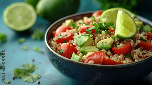 Quinoa Salad with Avocado, Tomatoes and Lime - Food Photography