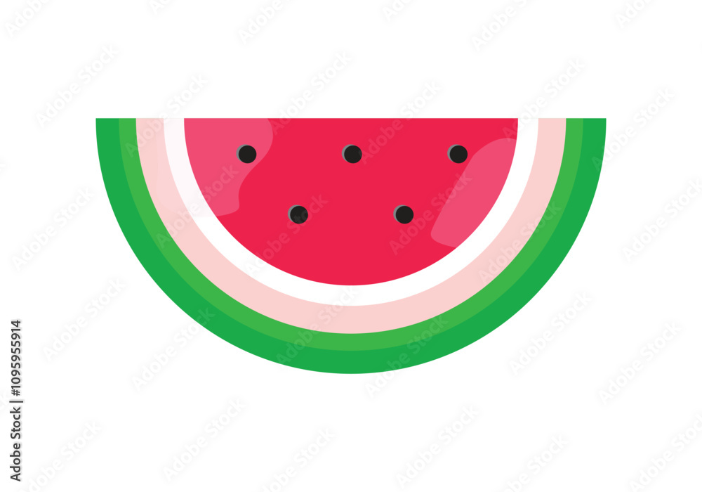Realistic Watermelon Vector Illustration, Sliced Watermelon Vector Art, Detailed Summer Fruit Illustration for Healthy Eating Concepts, Watermelon Slice Vector Graphic. White Background.