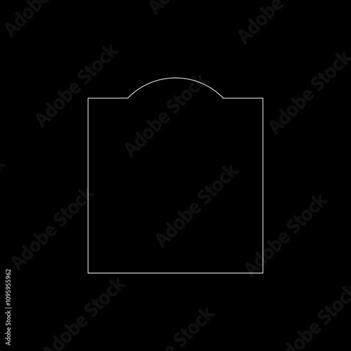 Simple Frame with Curve Line on the Top, can use for Framework, Ornate, Decoration, Certificate Line, Text Space or Graphic Design Element. Vector Illustration