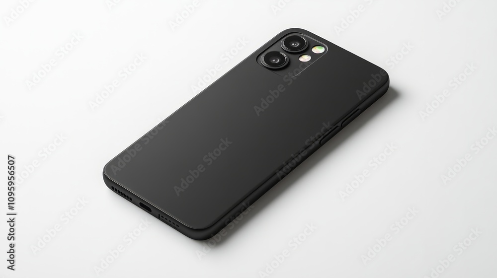 A sleek smartphone with minimal buttons, isolated on white background, perfect for showcasing mobile UI designs A sleek smartphone with minimal buttons, isolated on white background, perfect for showcasing mobile UI designs