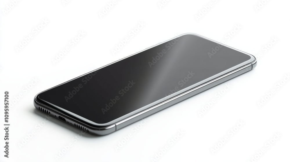 A smartphone in matte finish, blank screen, isolated on white for high-quality app interface presentations A smartphone in matte finish, blank screen, isolated on white for high-quality app interface presentations