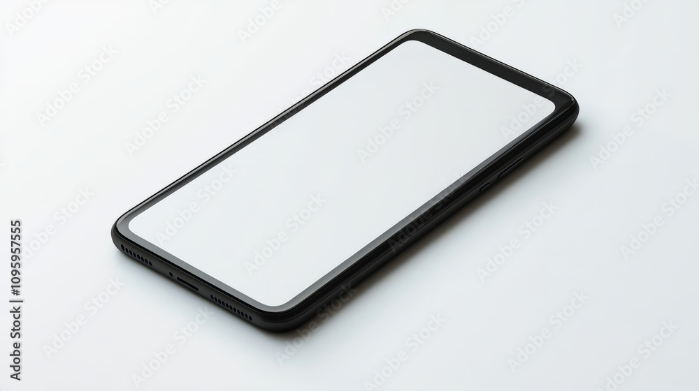 A smartphone mockup in matte black, featuring a large screen, isolated on a white background for UX showcase A smartphone mockup in matte black, featuring a large screen, isolated on a white background for UX showcase