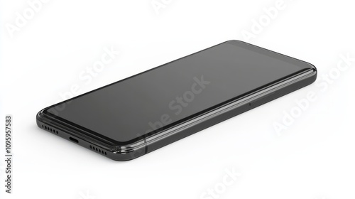 A smartphone mockup in matte black, featuring a large screen, isolated on a white background for UX showcase